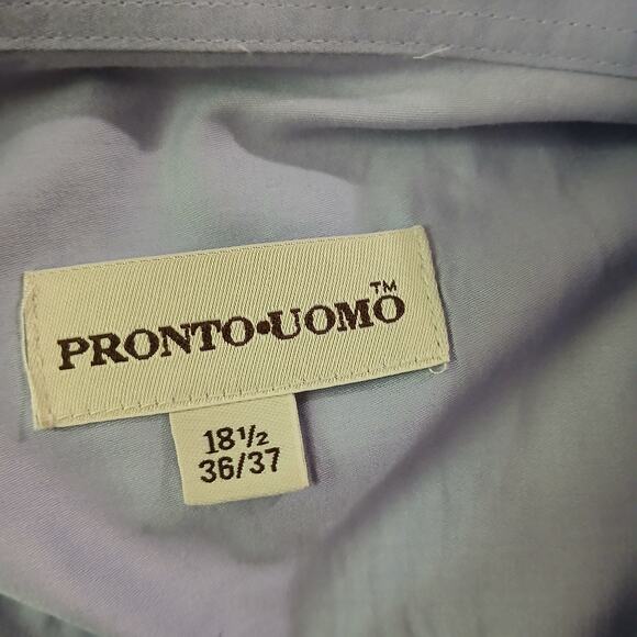 Pronto Uomo Men's Long-Sleeved Lavender Cotton Button-Up Shirt 18 1/2 36/37 - Picture 2 of 12
